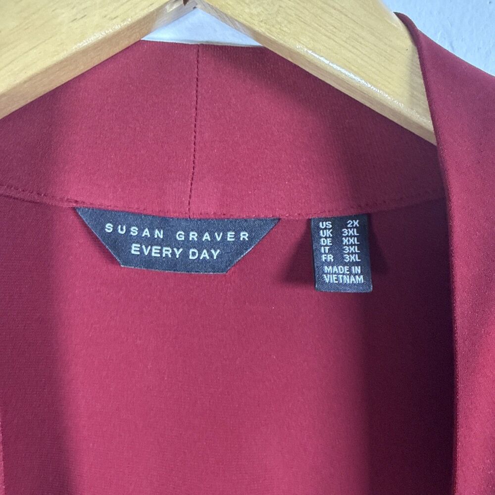 Susan Graver Everyday Long Line Vest Size 2X Burgundy - Picture 7 of 11